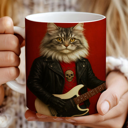 Custom Photo Guitarist Cat MugGift For Cat