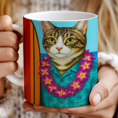 Custom Photo Surfer Cat MugGift For Cat Lovers