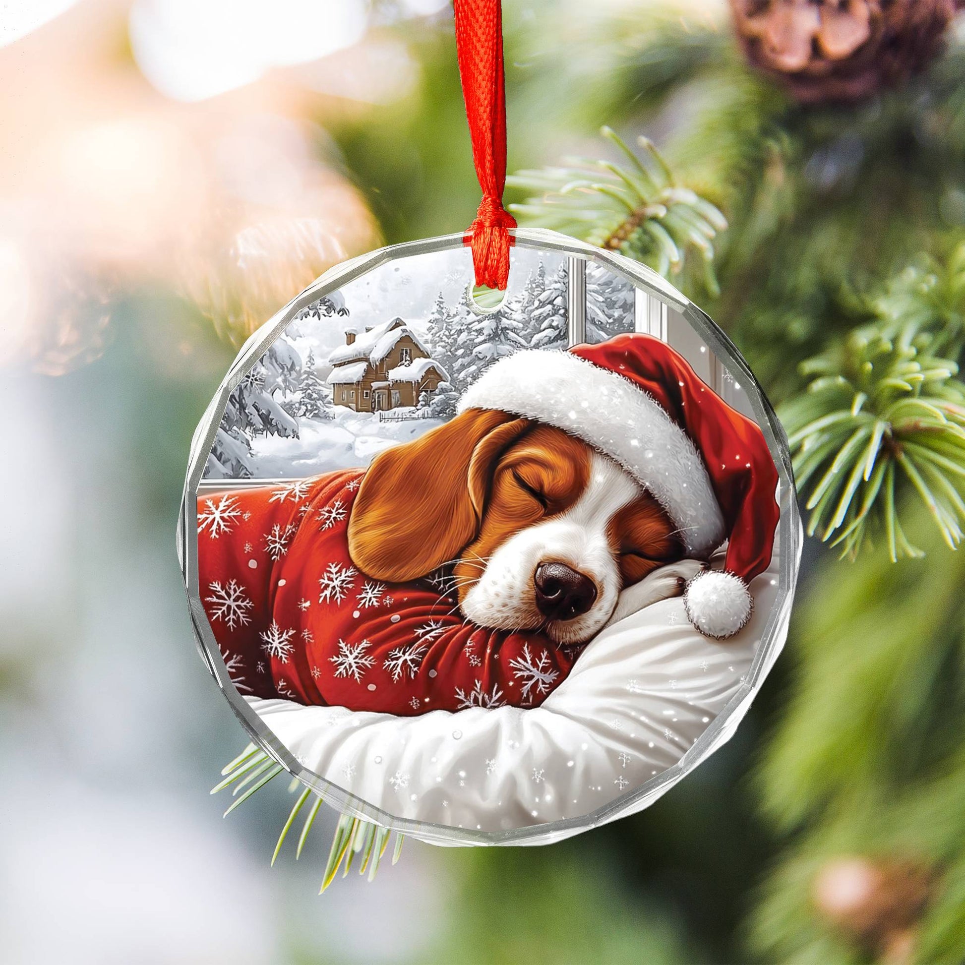 Basset Hound Dog Sleeping In Bed Design 4