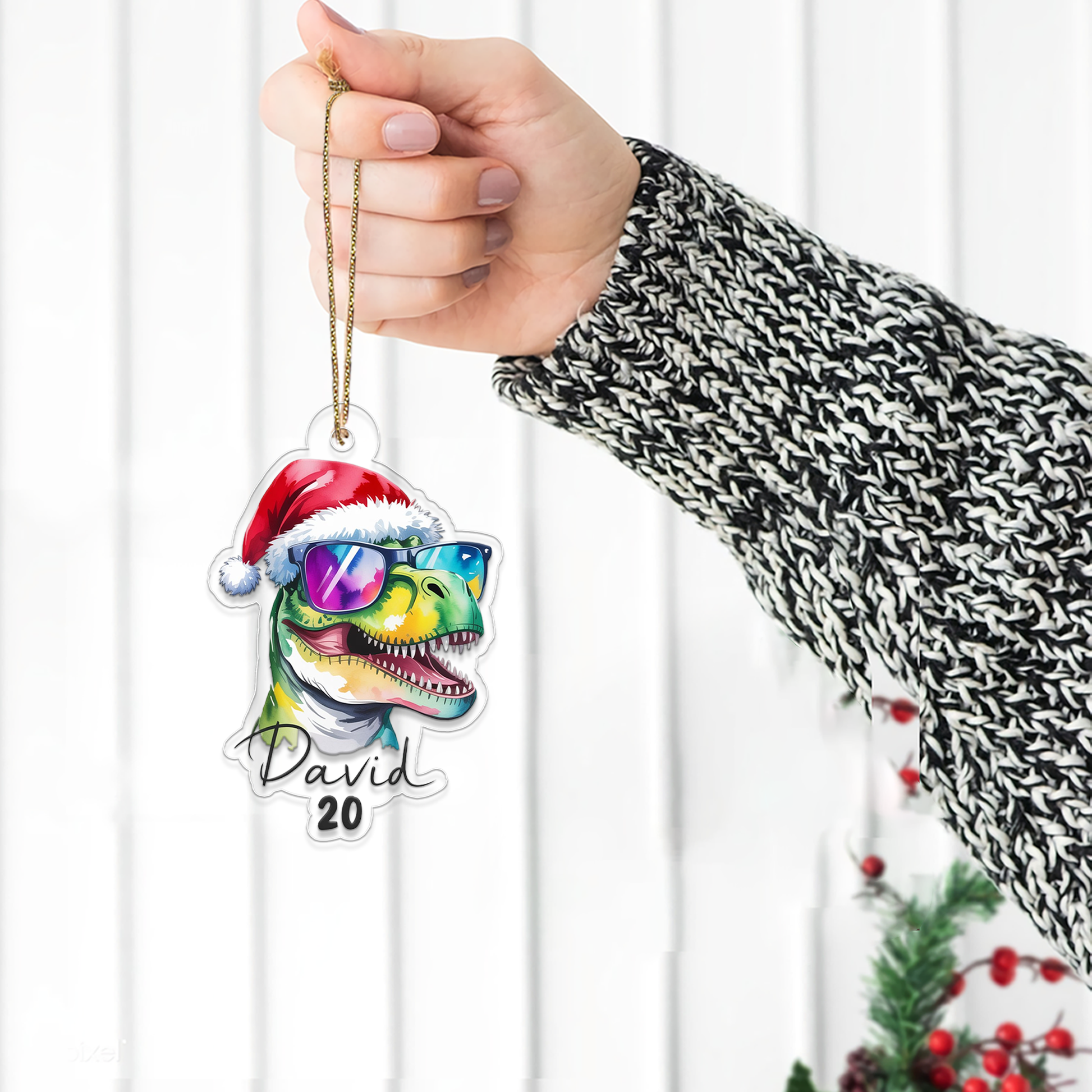 Custom Name Christmas Dinosaur