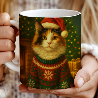 Custom Photo Cat Christmas Oufit Mug