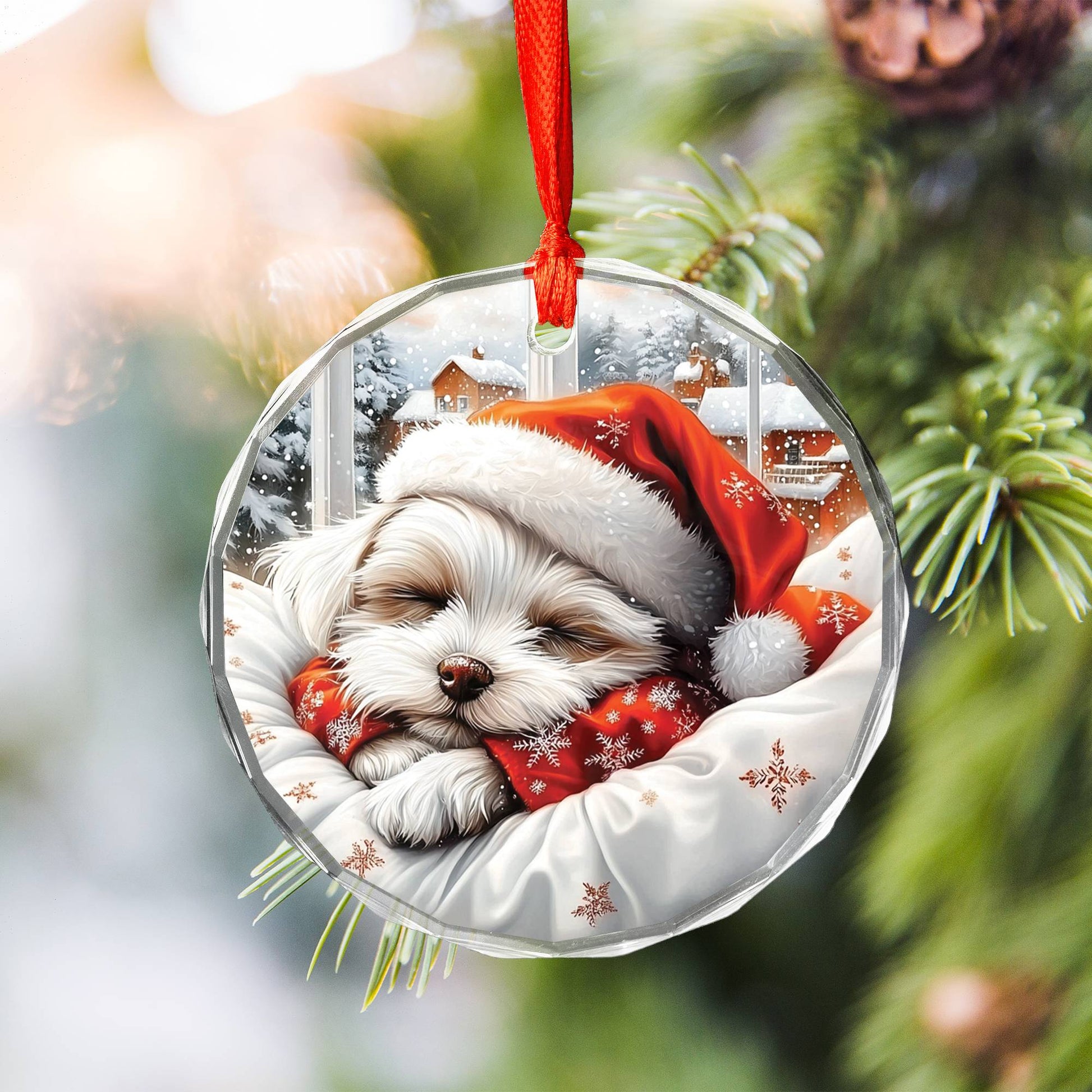 Maltese Dog Sleeping In Bed Design 3