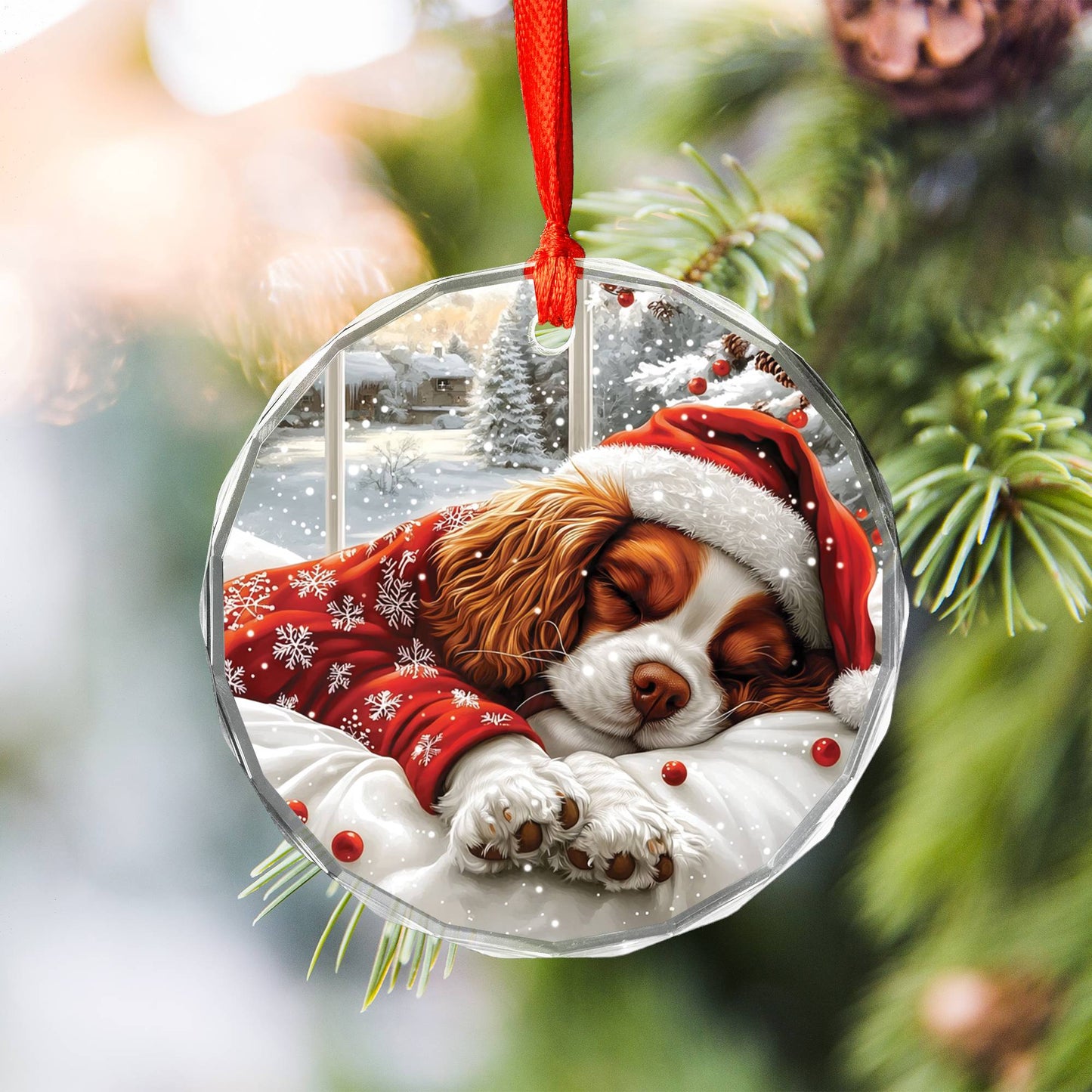 Cavalier King Charles Spaniel Dog Sleeping In Bed Design 4