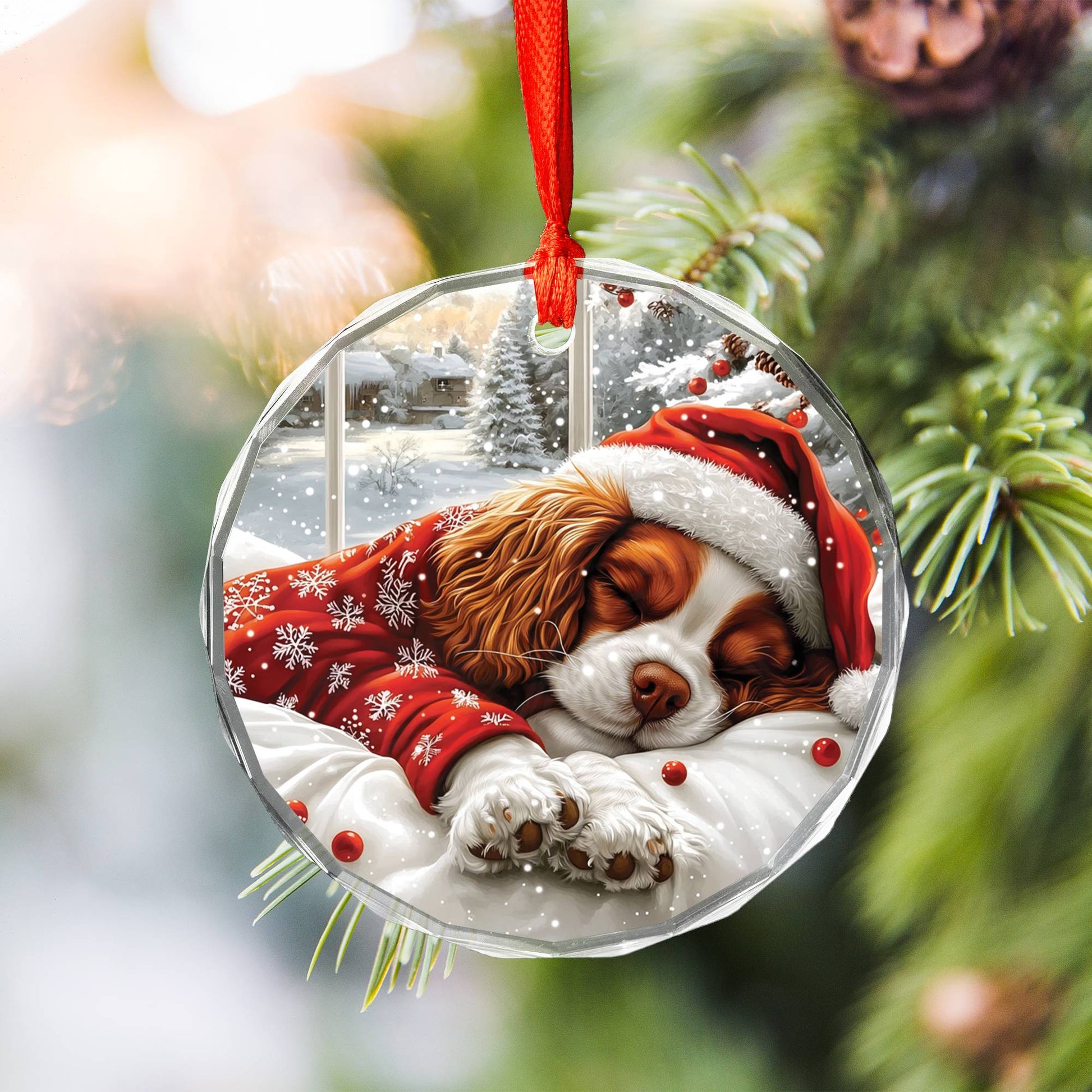 Cavalier King Charles Spaniel Dog Sleeping In Bed Design 4