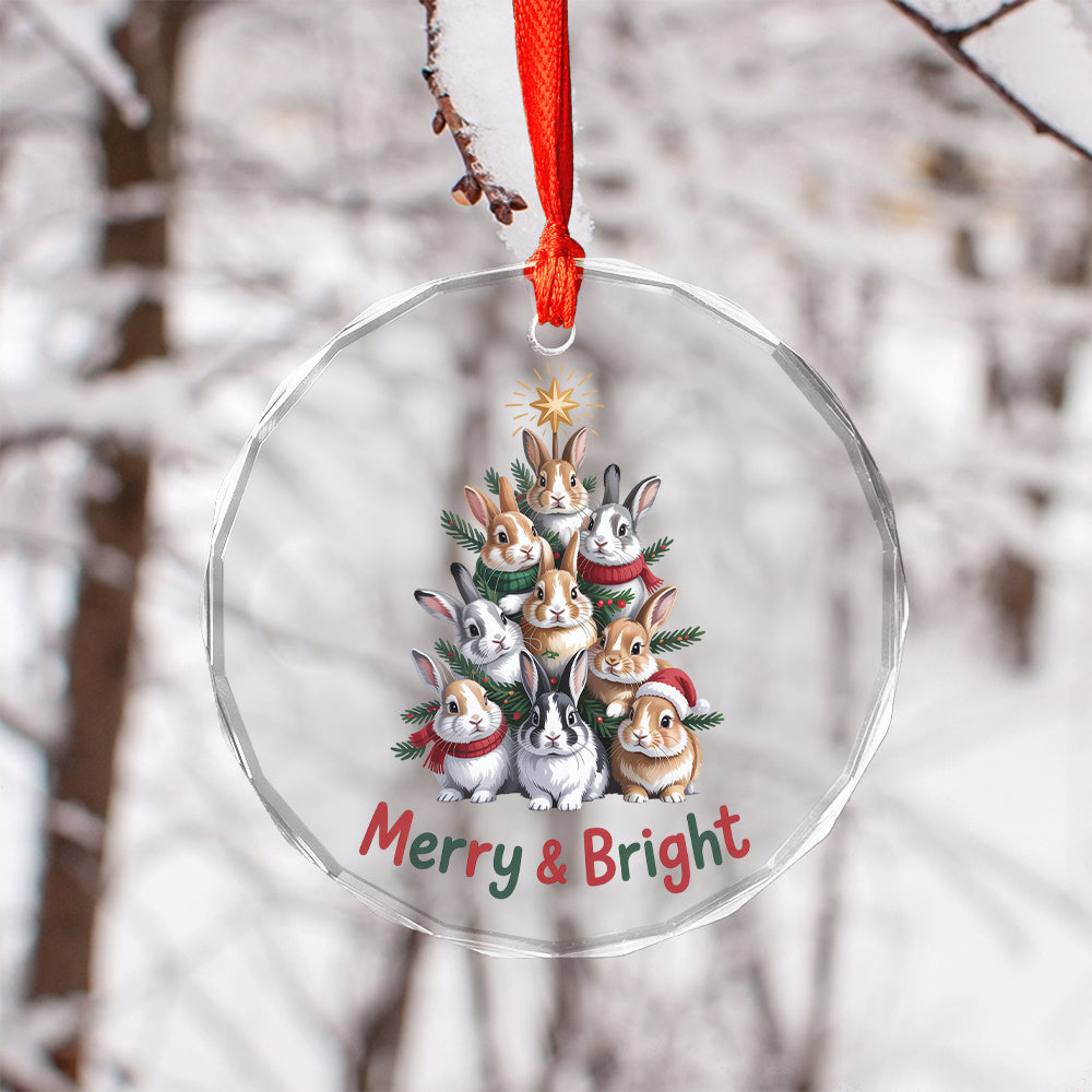Bunny Xmas Glass Ornament3