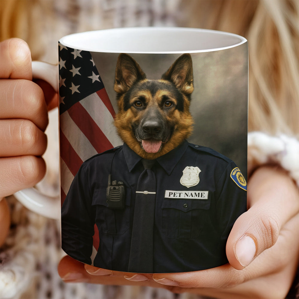 Custom Dog Photo Policeman Mug _ Gift For Dog Lovers