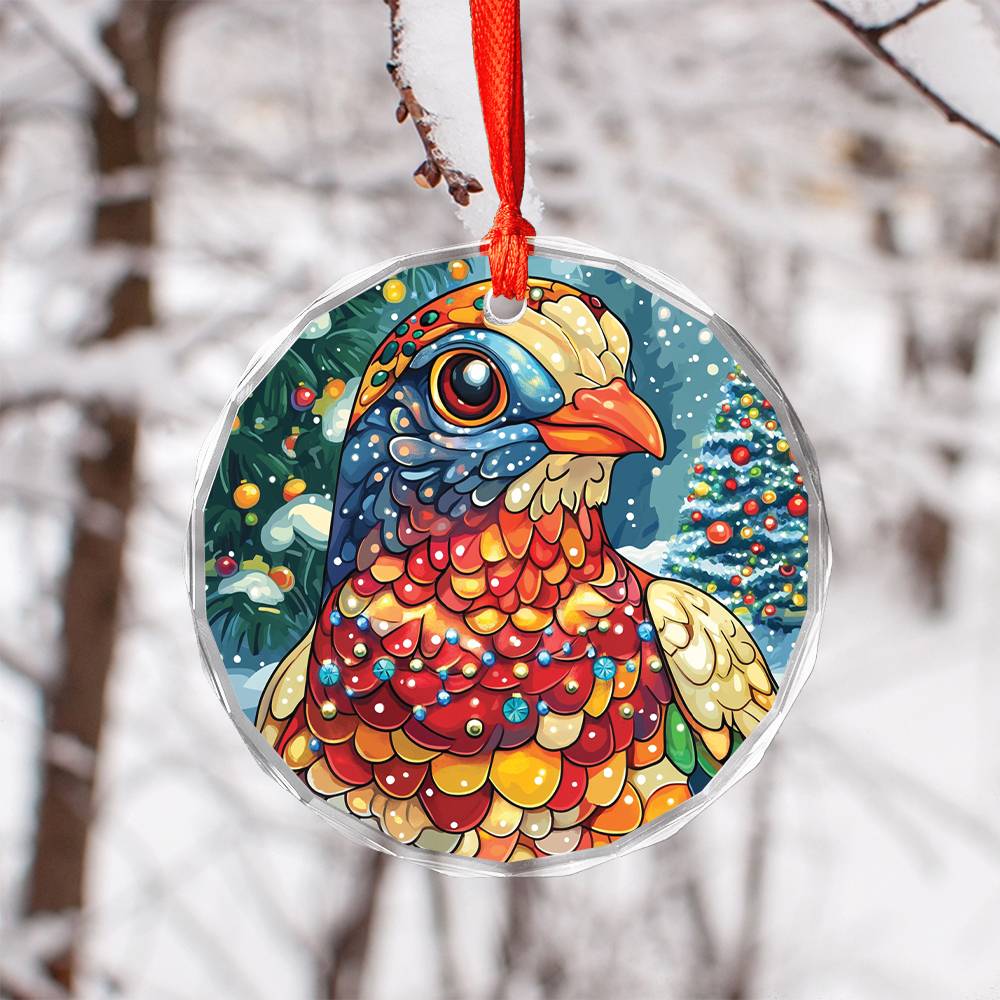 Beautiful Pigeon Christmas Night Design 2 Glass Ornament