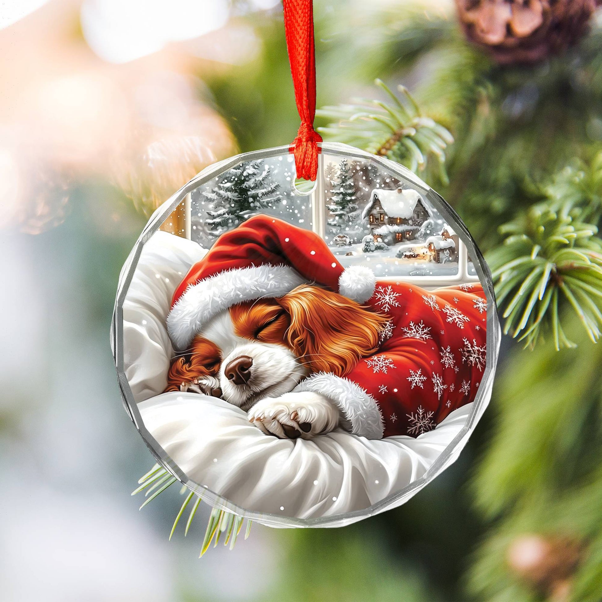Cavalier King Charles Spaniel Dog Sleeping In Bed Design 3