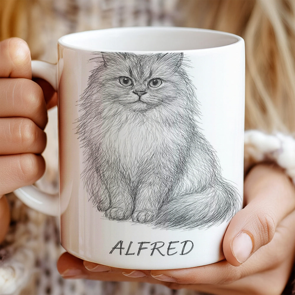 Custom Photo Cat Pencil Art