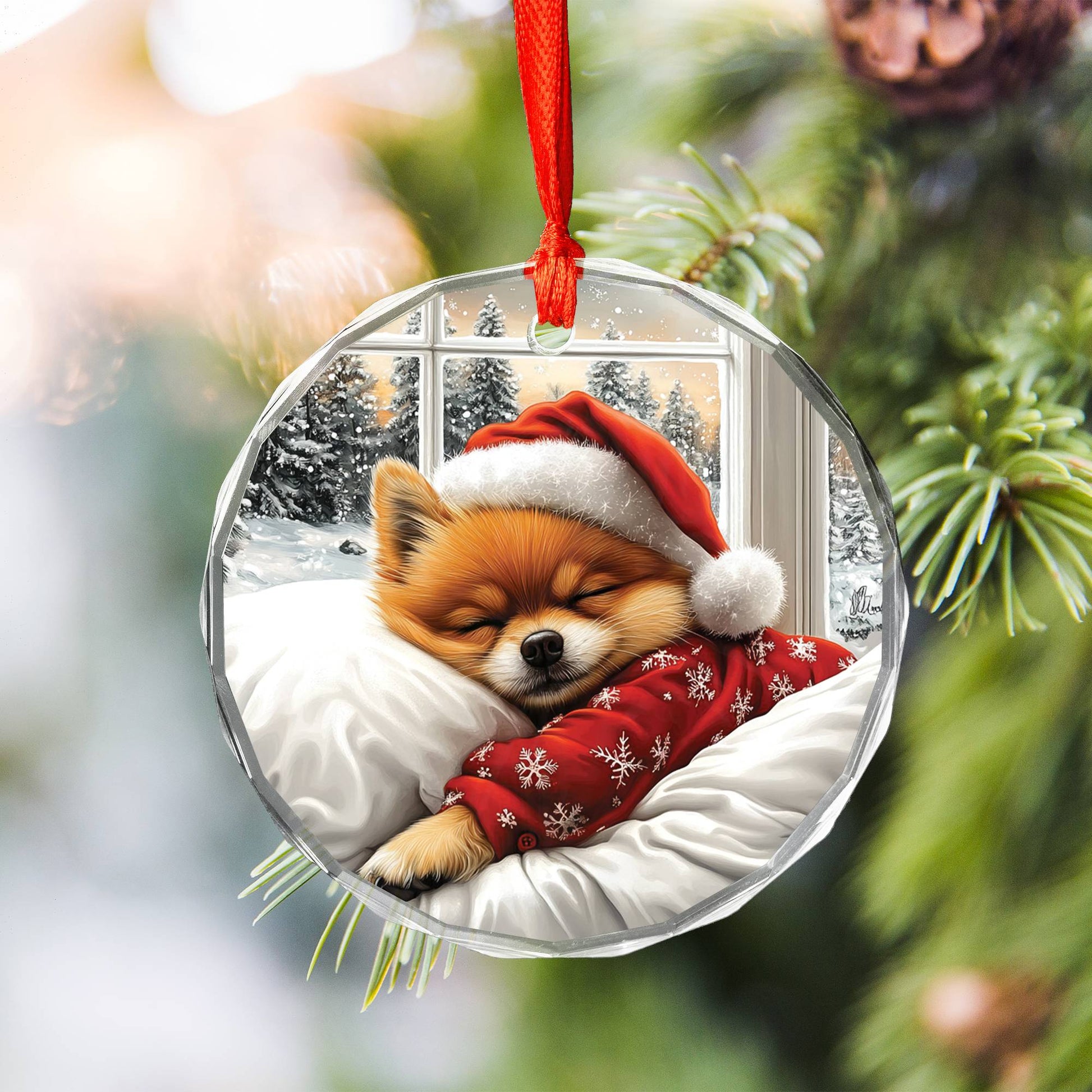 Pomeranian Dog Sleeping In Bed Design 3
