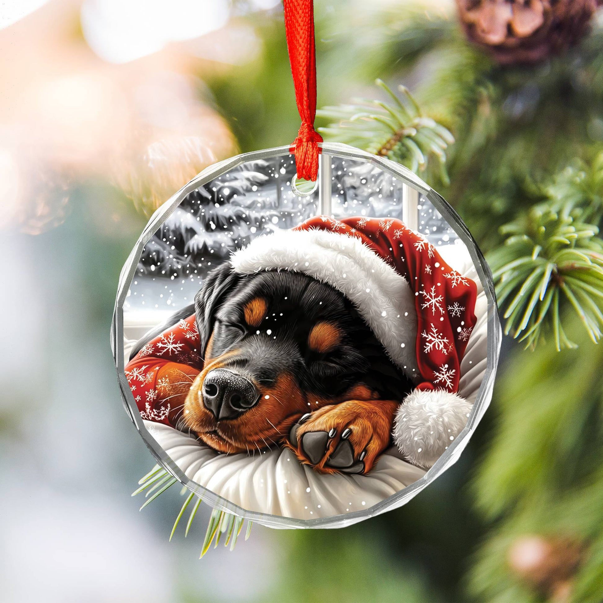 Rottweiler Dog Sleeping In Bed Design 3