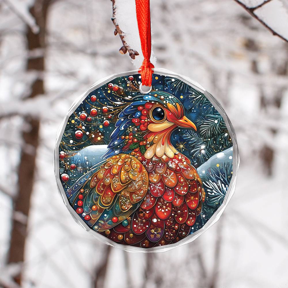 Beautiful Dove Christmas Night Design 2 Glass Ornament