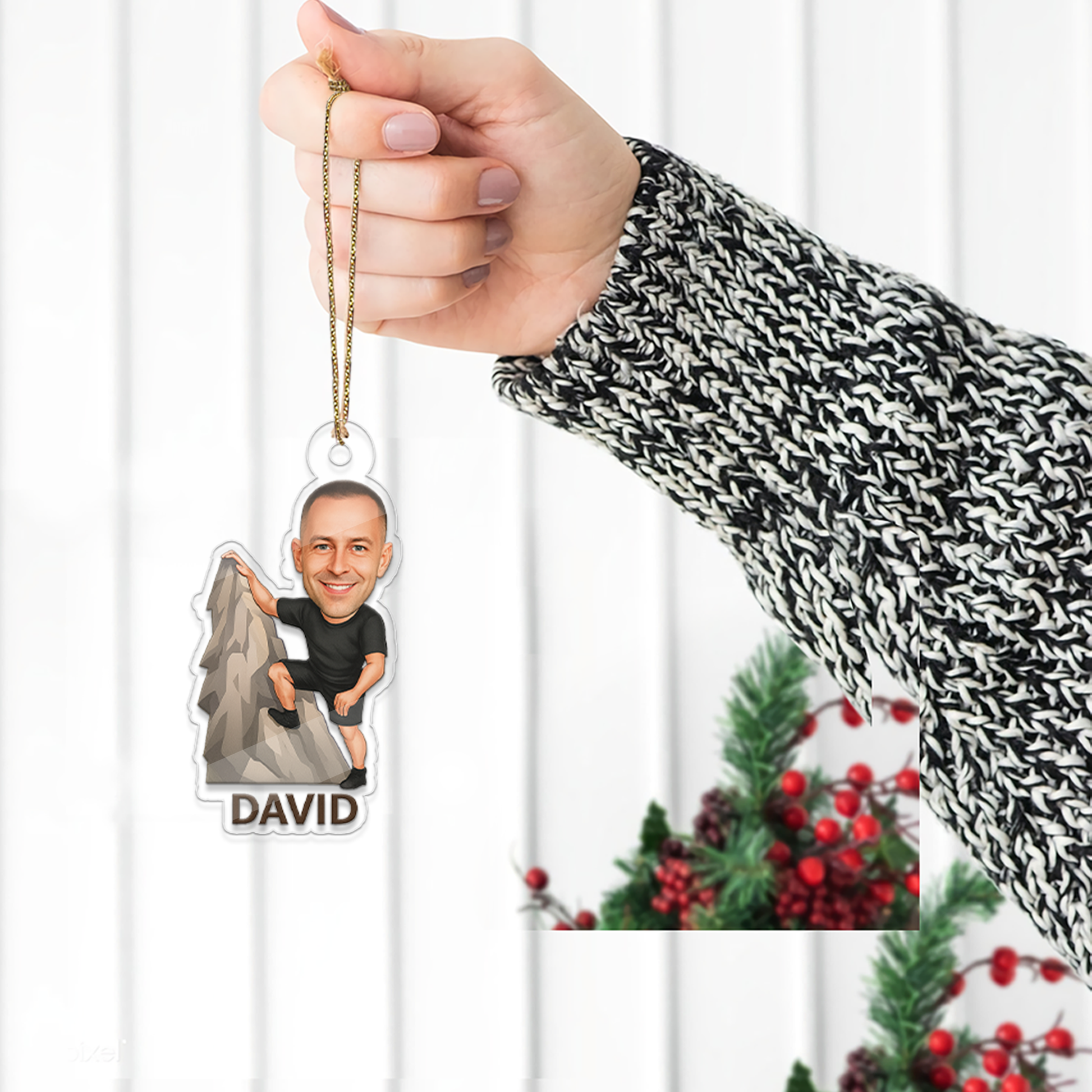 Custom Photo Climbing Acrylic Ornament, Mountain Climbing Christmas Ornament, Climber Christmas Ornament, Gift for Climbers