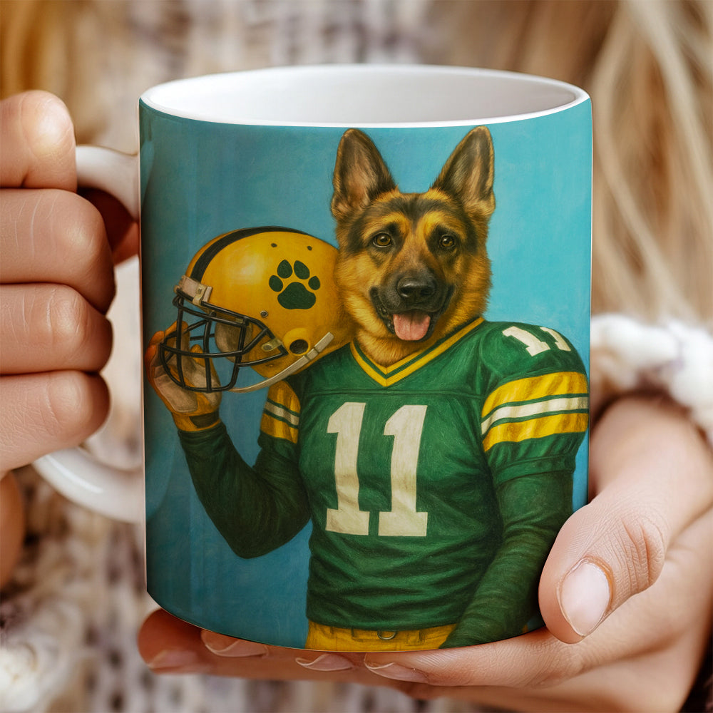 Custom Dog Photo Football Player Mug