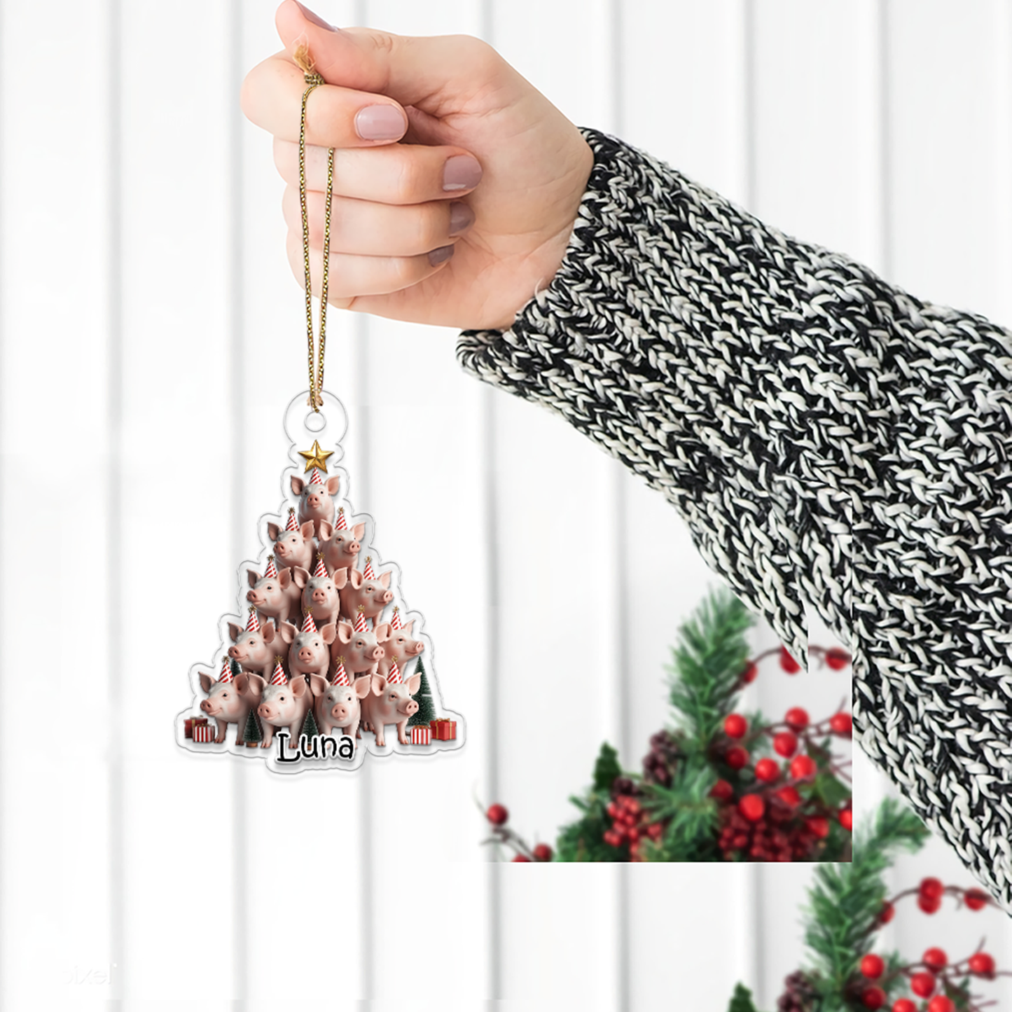 Custom Name Pig Xmas Tree