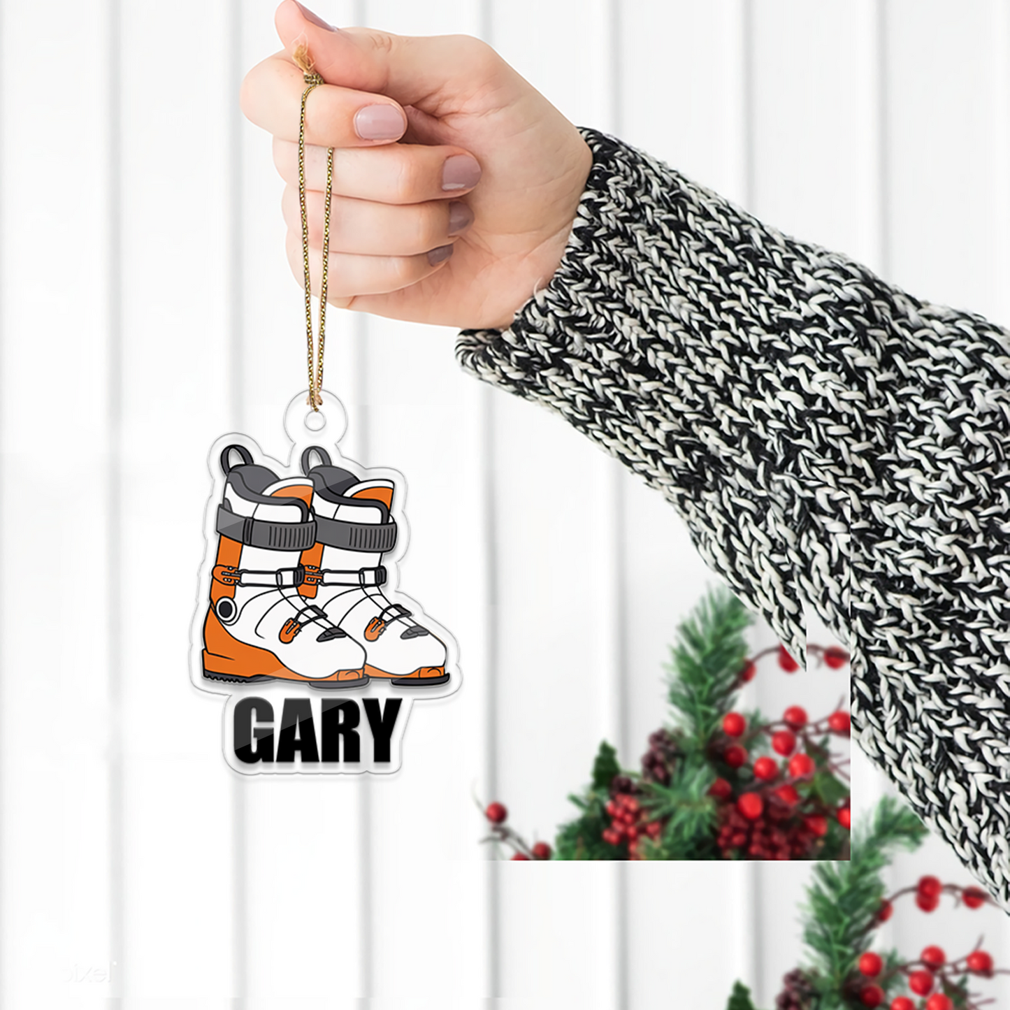 Custom Name Ski Boots Christmas Ornament 2 Acrylic Ornament Christmas Gift