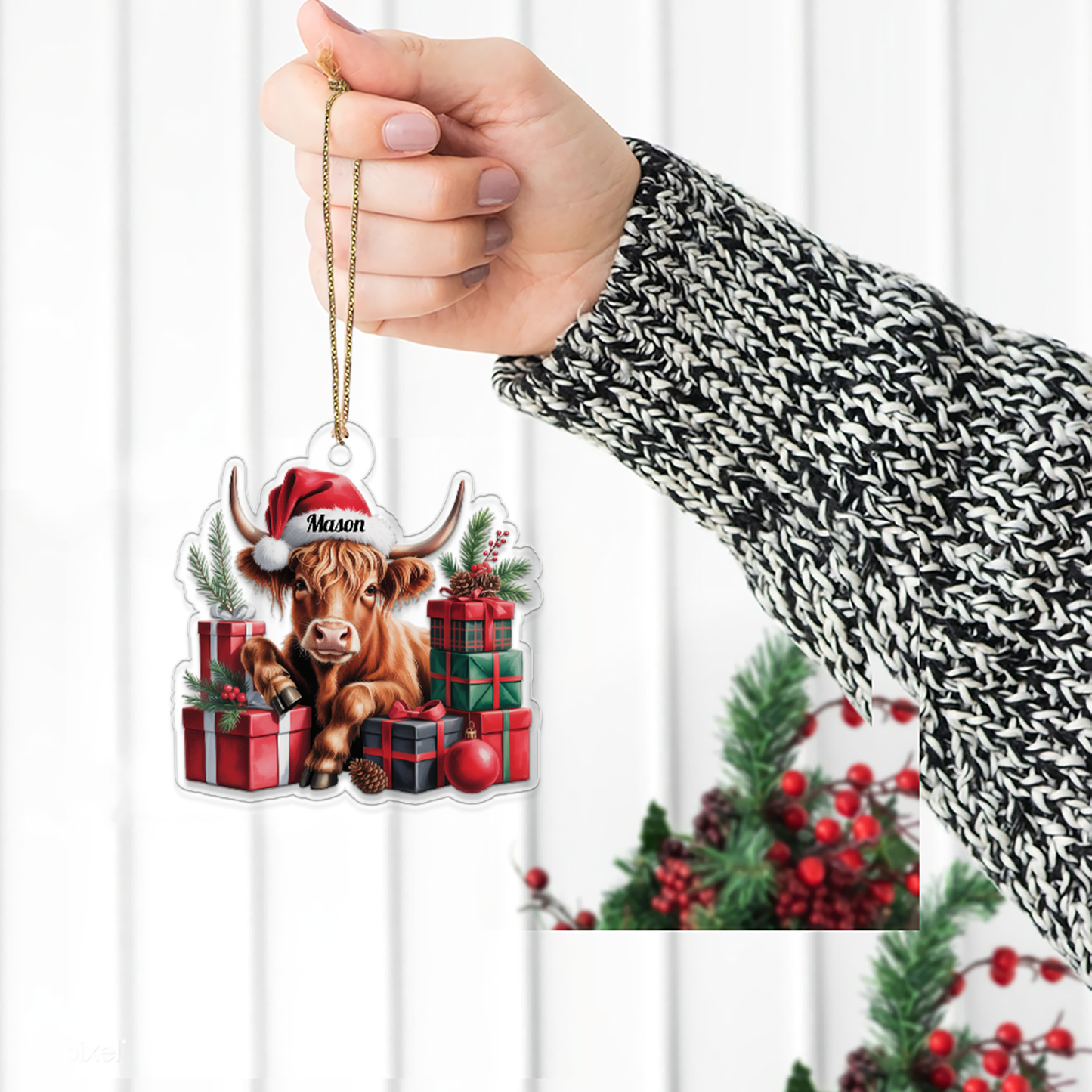 Custom Name Xmas Highland Cow