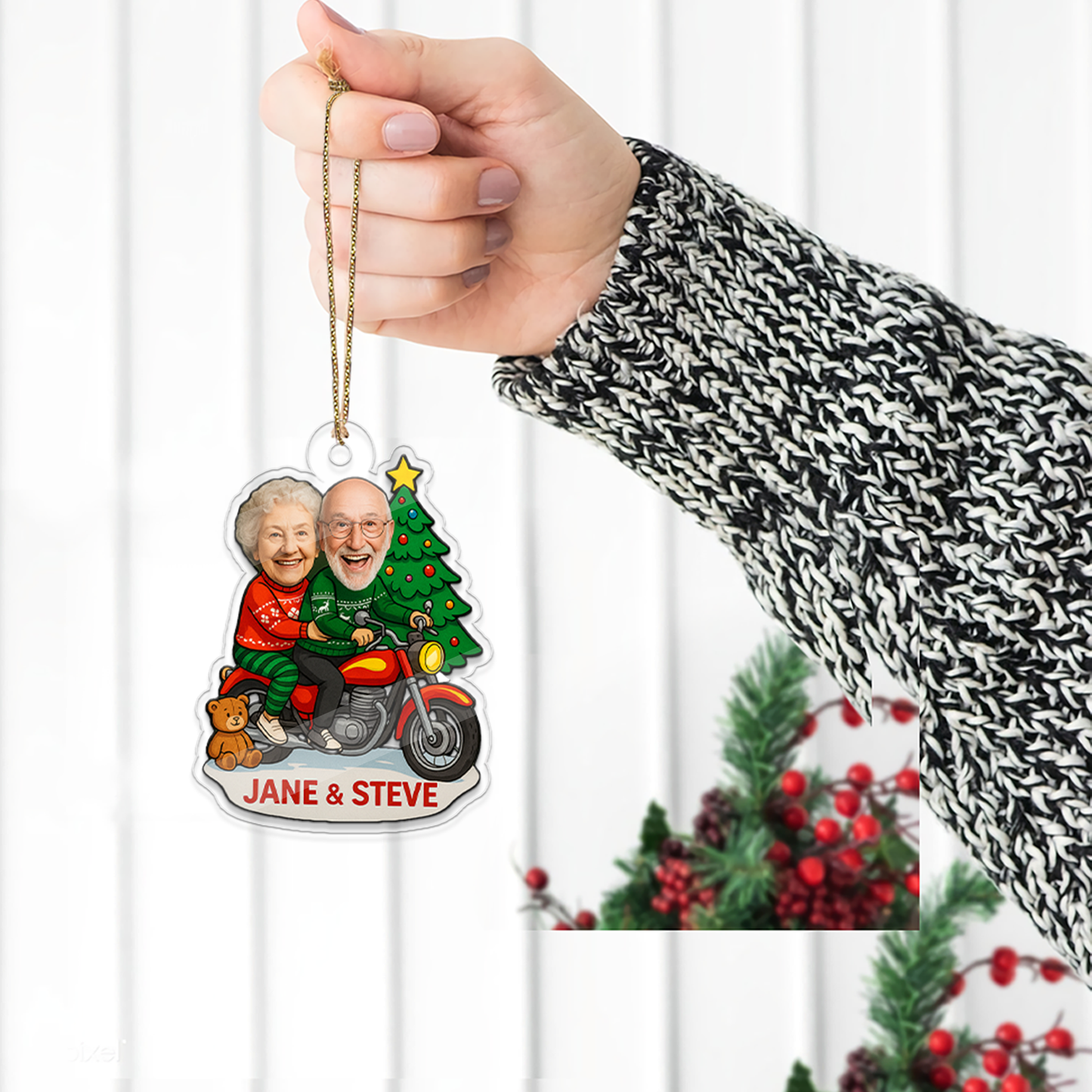 Personalized Couple Photo With Motobike Ornament, Custom Photo Together Since Christmas Ornament, Photo Gift For Anniversary