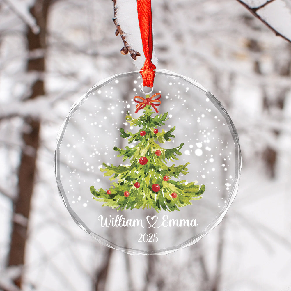 Custom Name Engaged Couple Xmas Tree