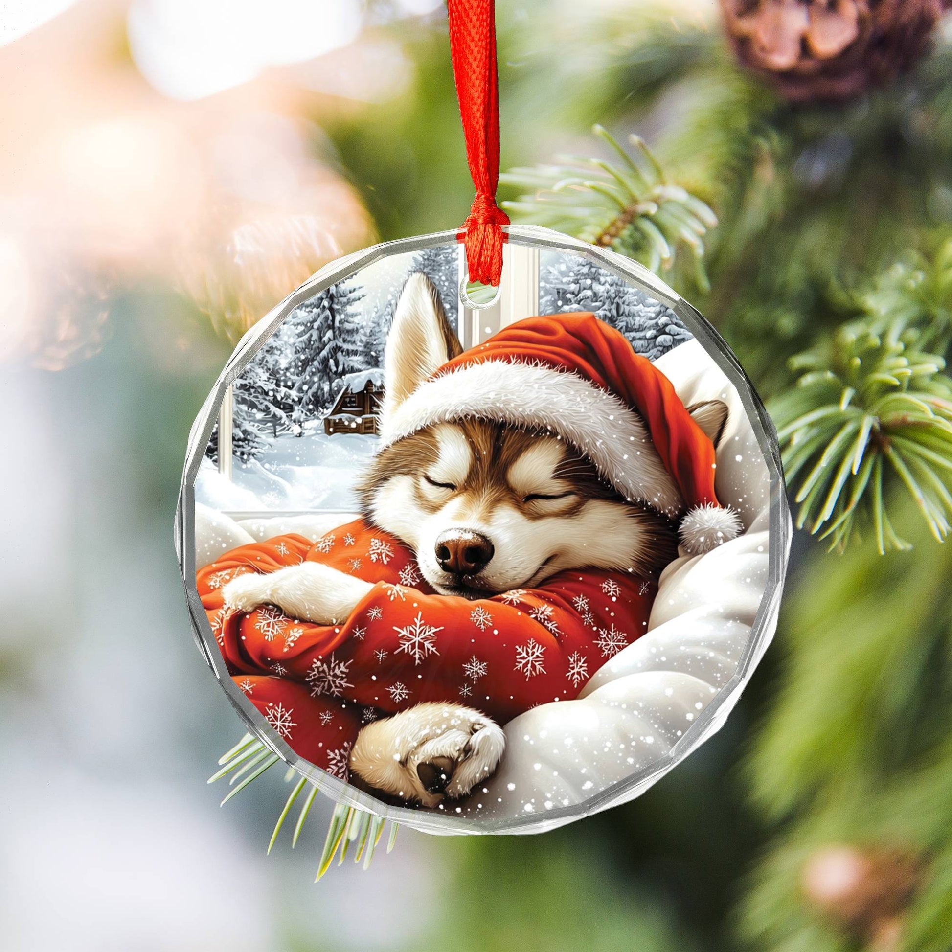 Siberian Husky Dog Alpaca Sleeping In Bed Design 4