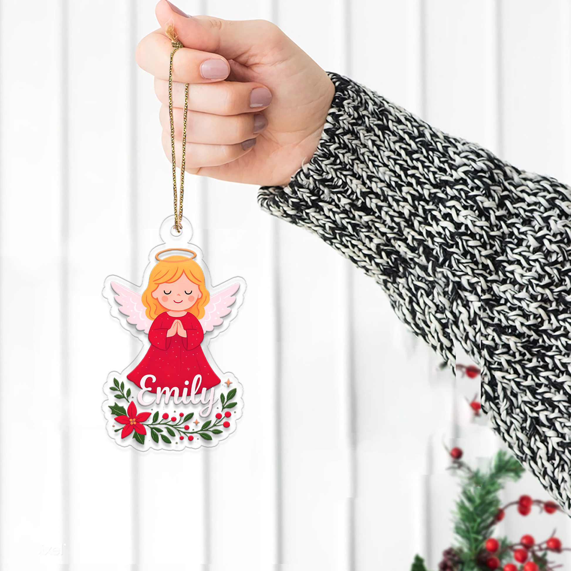 Personized Christmas Angel Ornament, Custom Name Christmas Ornament, Baptism Gift, Nativity Ornament, Christmas Home Decor, Xmas Gift