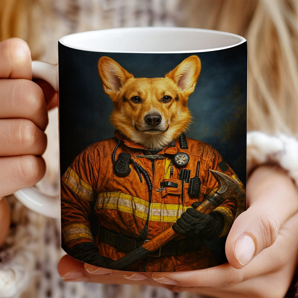 Custom Dog Photo Firefighter Mug _ Gift For Dog Lovers