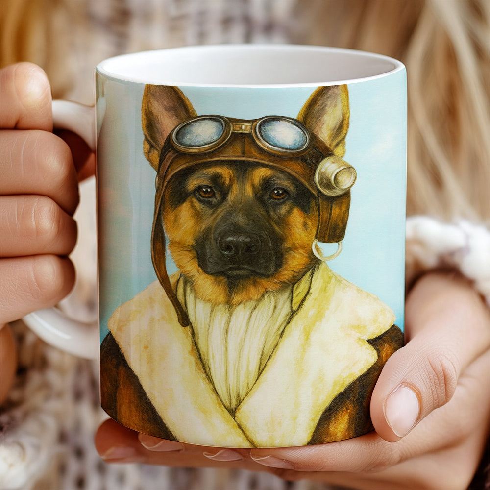 Custom Photo Portrait Pilot Mug Gift For Dog Lovers