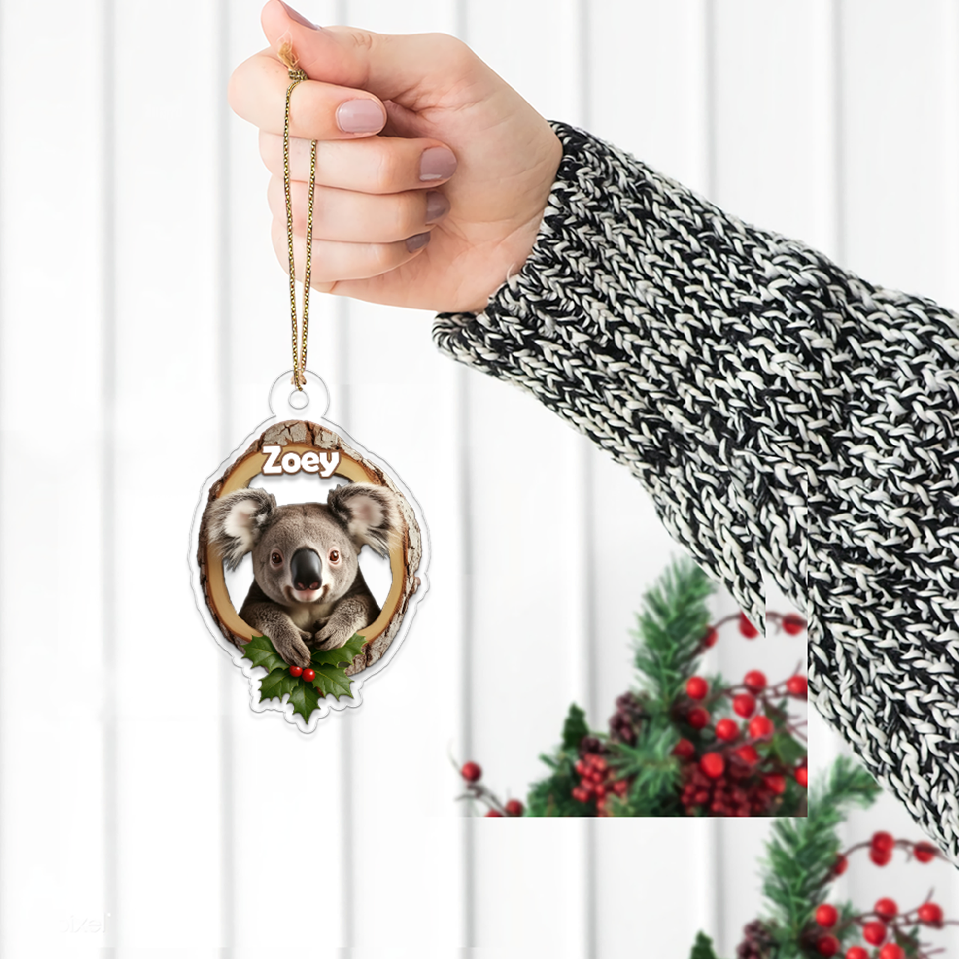 Custom Name Koala Forest Animal Christmas