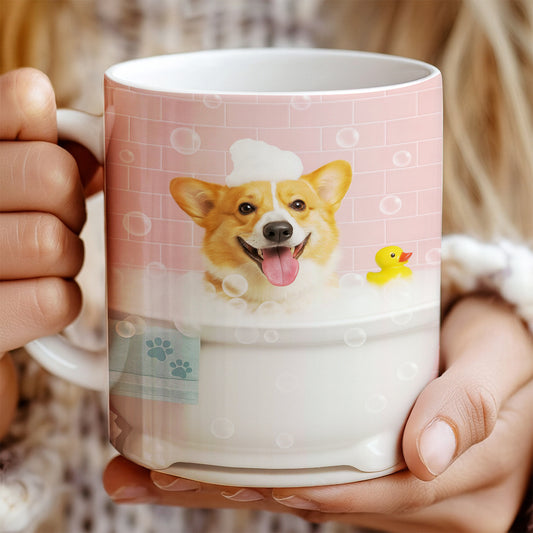 Custom Photo Dog In Bath Mug Gift For Dog Lovers