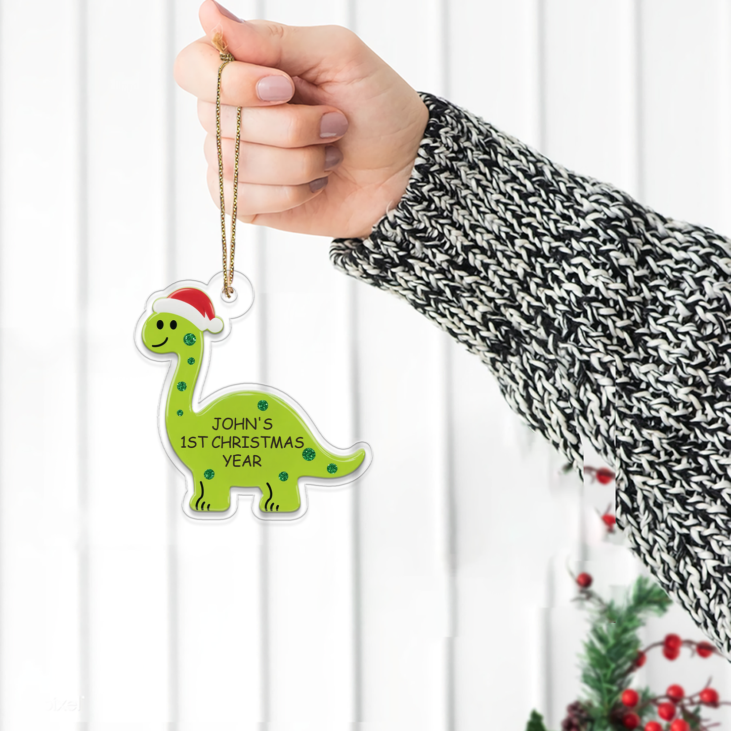 Personalized Dinosaur Baby's 1st Christmas Ornament, Christmas Decor, Baby's First Christmas Ornament Dinosaur for Boy, Gift for Baby Boy