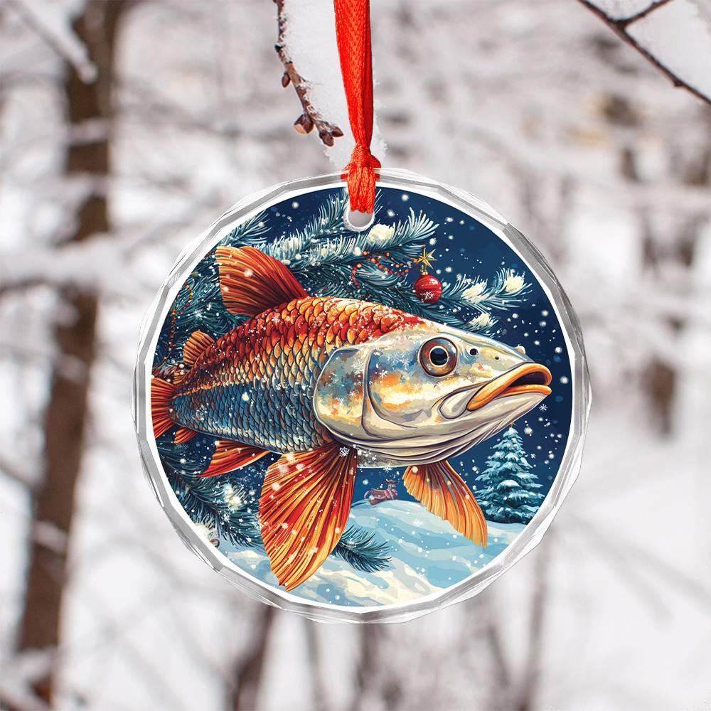 Beautiful Angus Tarpon Fish Christmas Night Design 1 Glass Ornament