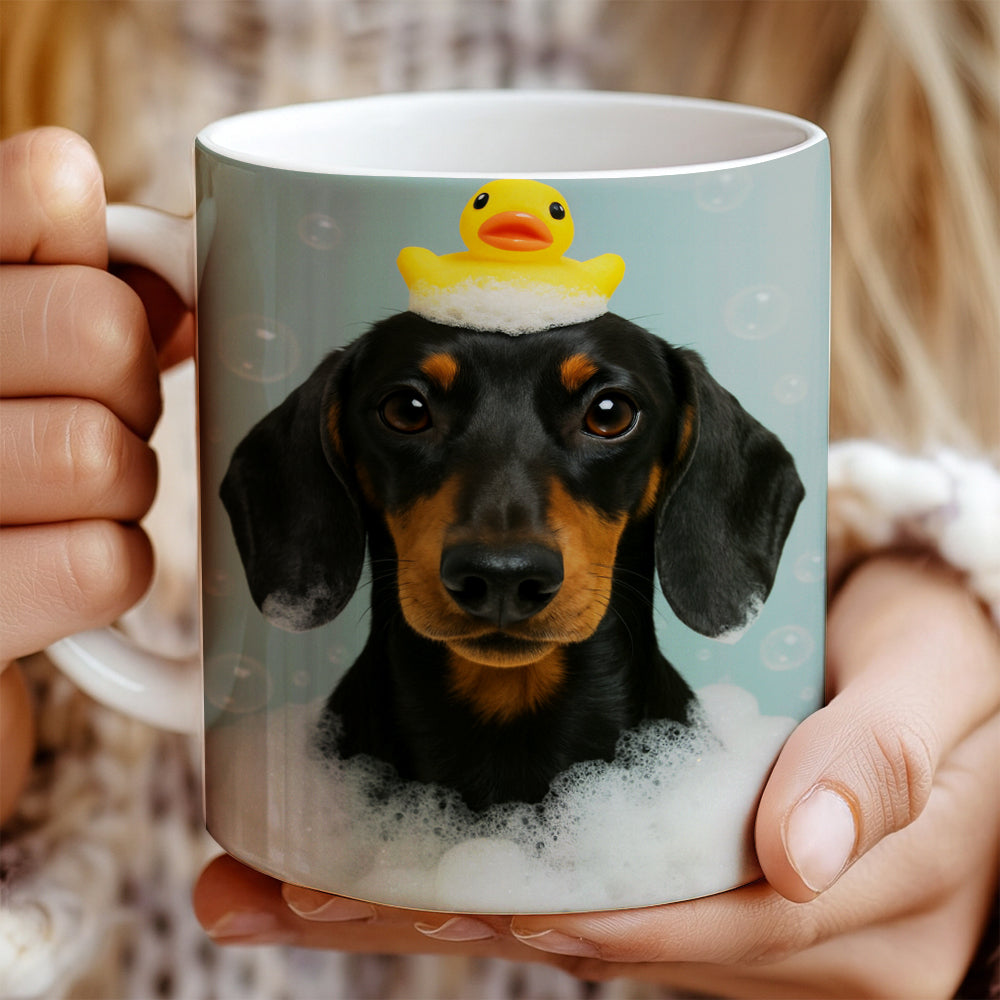 Custom Dog In Bathtub With Duck Toy