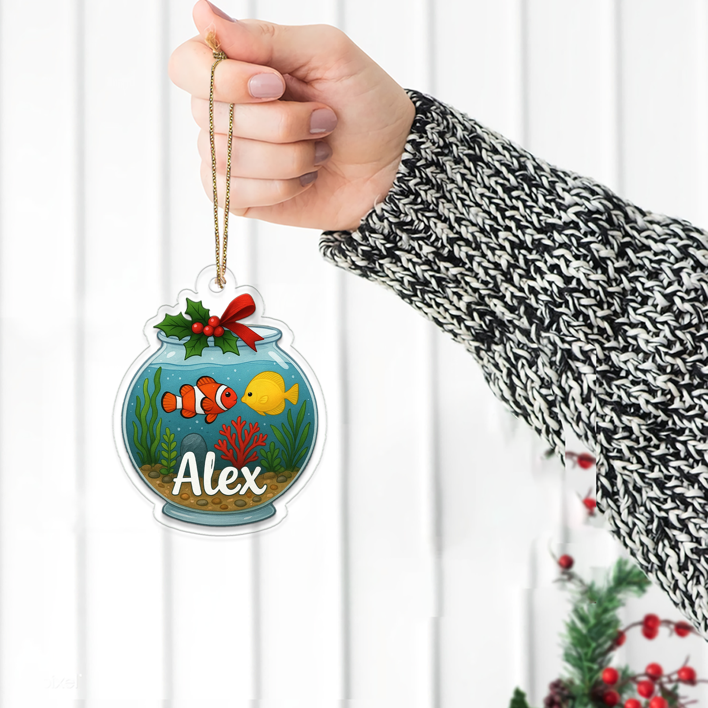 Personalized Fish Tank Christmas Ornament, Custom Aquarium Christmas Ornament, Custom Name Christmas Tree Ornament, Love Fish Ornament