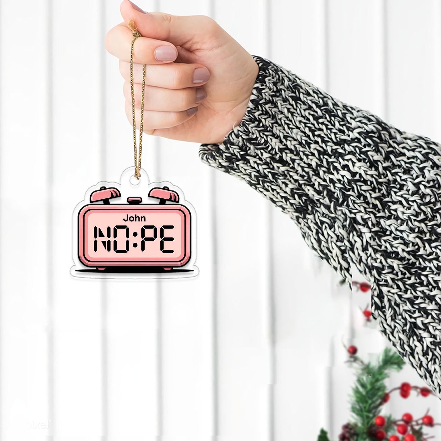 Personalized Nope Alarm Clock Ornament, Christmas Decor, Christmas Tree Decoration, Funny Ornament, Gift For Friends