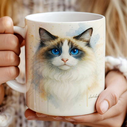 Custom Photo Cat Watercolor Artwork Mug