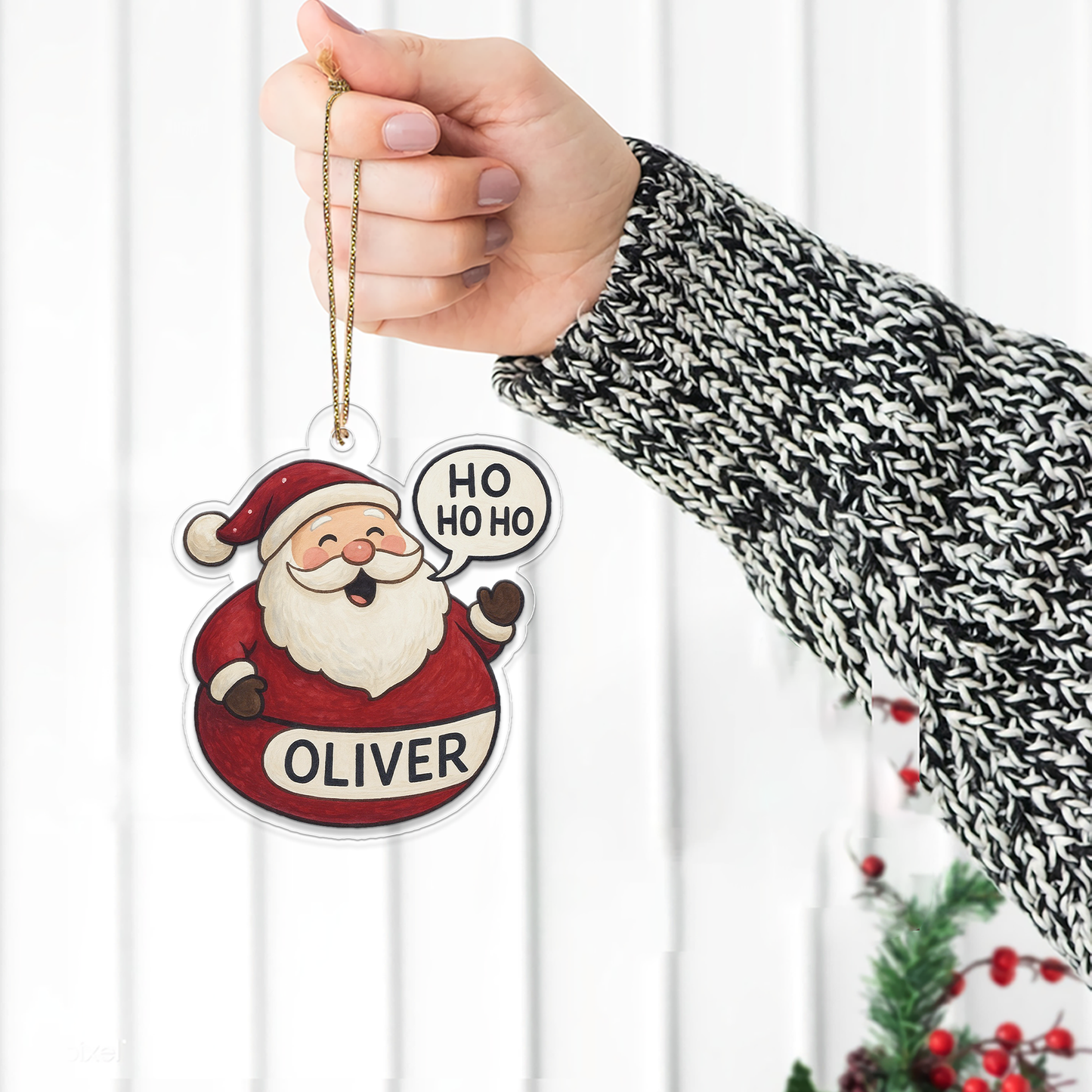 Personalized Santa Claus Ho Ho Ho Christmas Ornament, Personalized Santa Ornament, Merry Christmas Decor, Perfect Holiday Gift