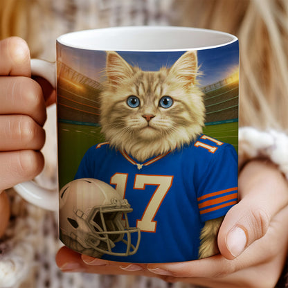 Custom Cat Photo Football Style Mug _ Gift For Cat Lovers