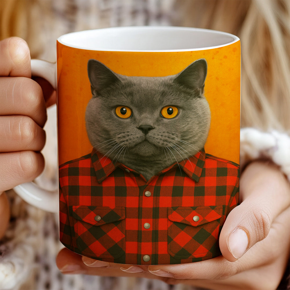 Custom Photo Cat In Red Shirt MugGift For Cat Lovers