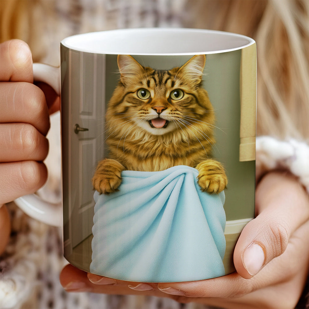 Custom Cat Photo In Bathroom Mug Cat Lover Gifts