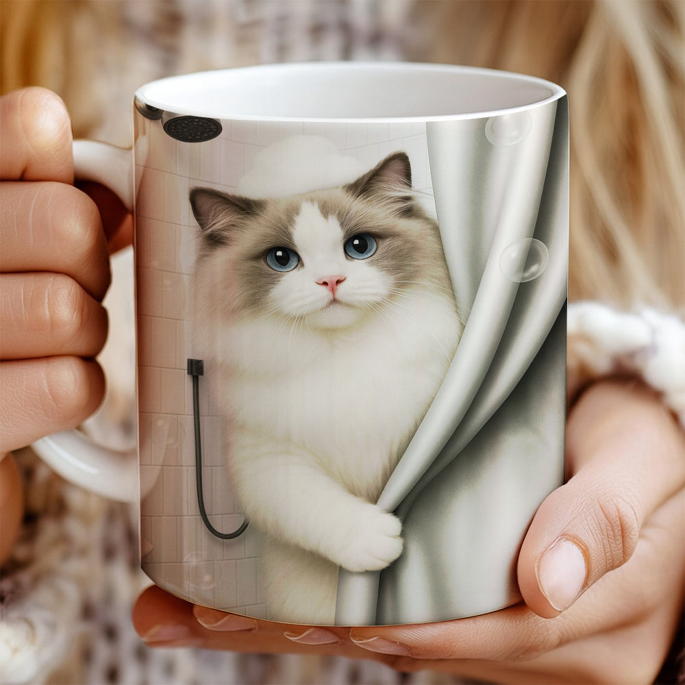 Custom Cat Photo Cat  In Bathroom Mug Gift For Cat Lovers