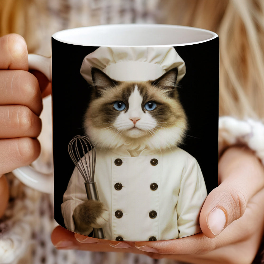 Custom Photo Cat Chef Mug _ Gift For Cat Lovers