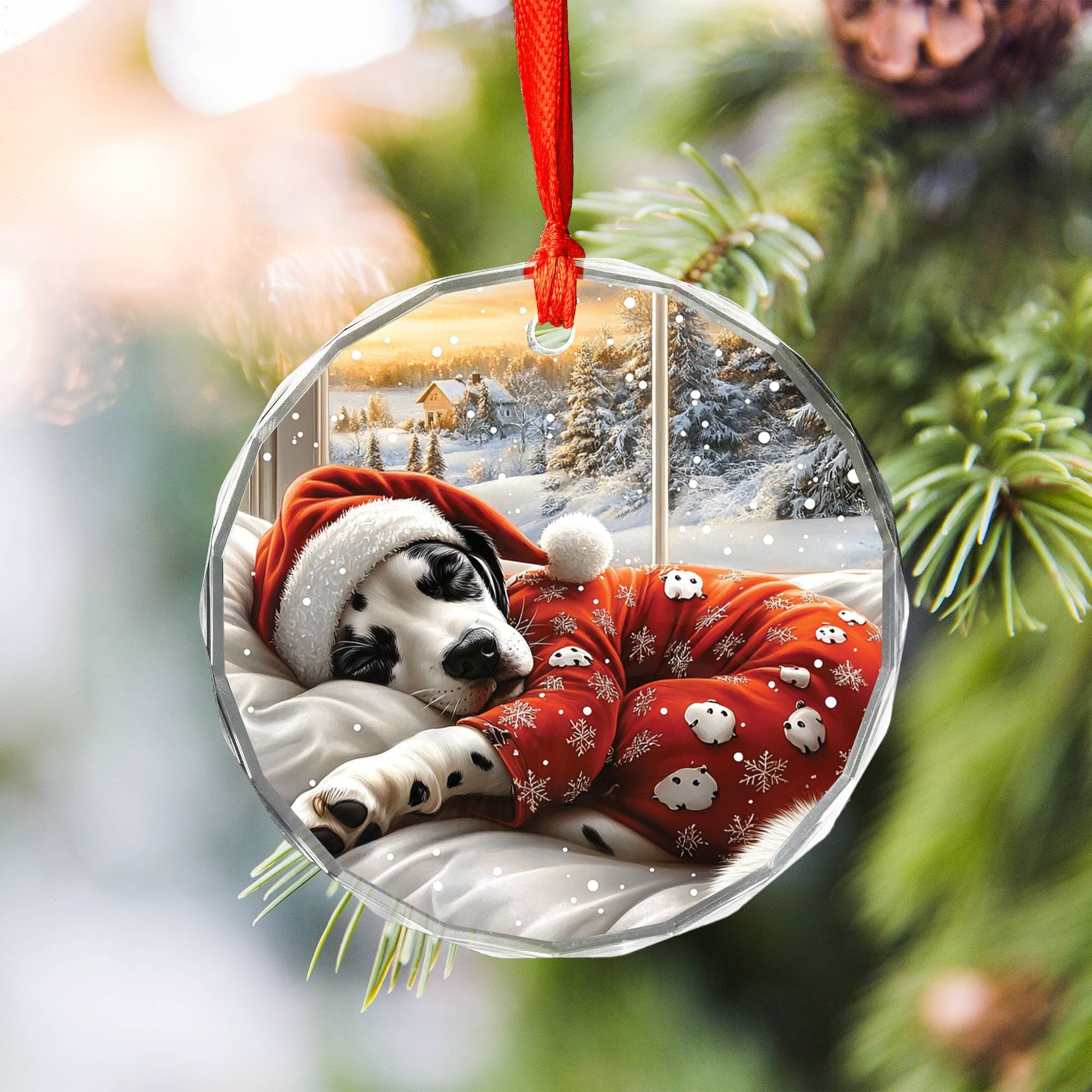 Dalmatian Dog Sleeping In Bed Design 1