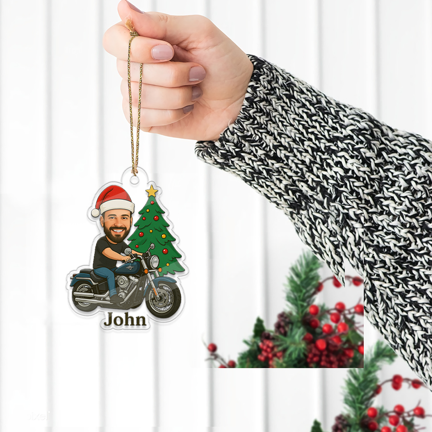 Custom Photo Motorbike Ornament, Unique Gift for Motorbike Lovers, Biker Christmas Ornament, Xmas Gift for Biker