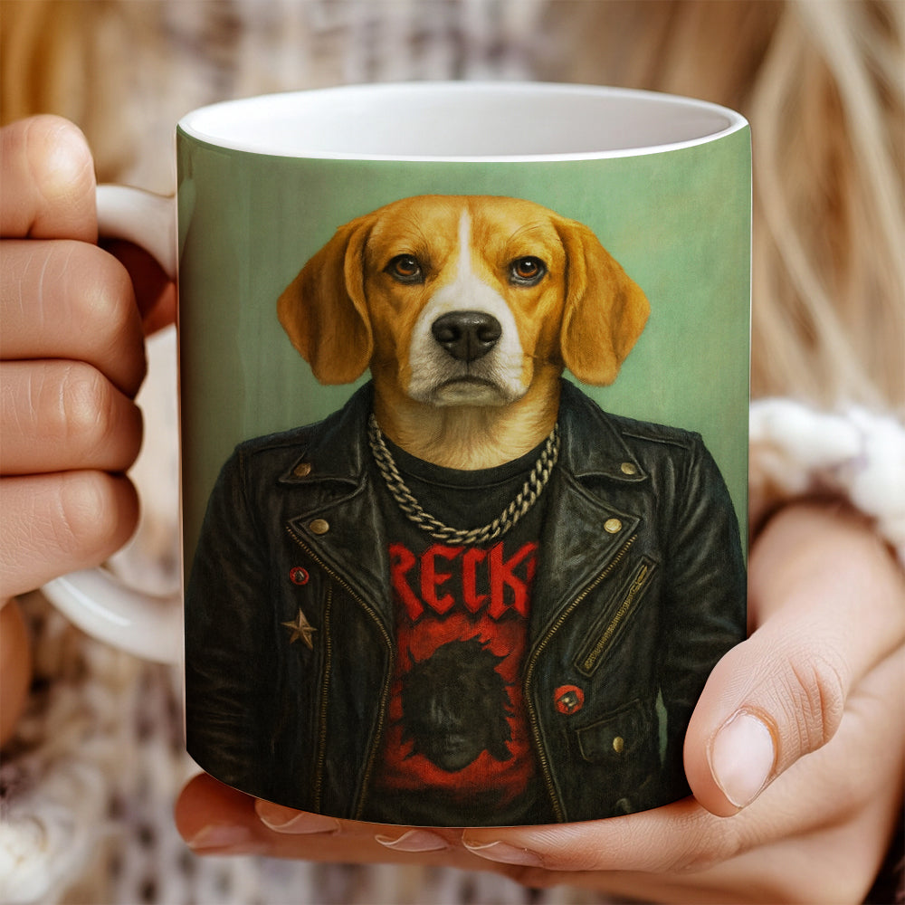 Custom Photo Rock n Roll Dog Mug _ Gift For Dog Lovers