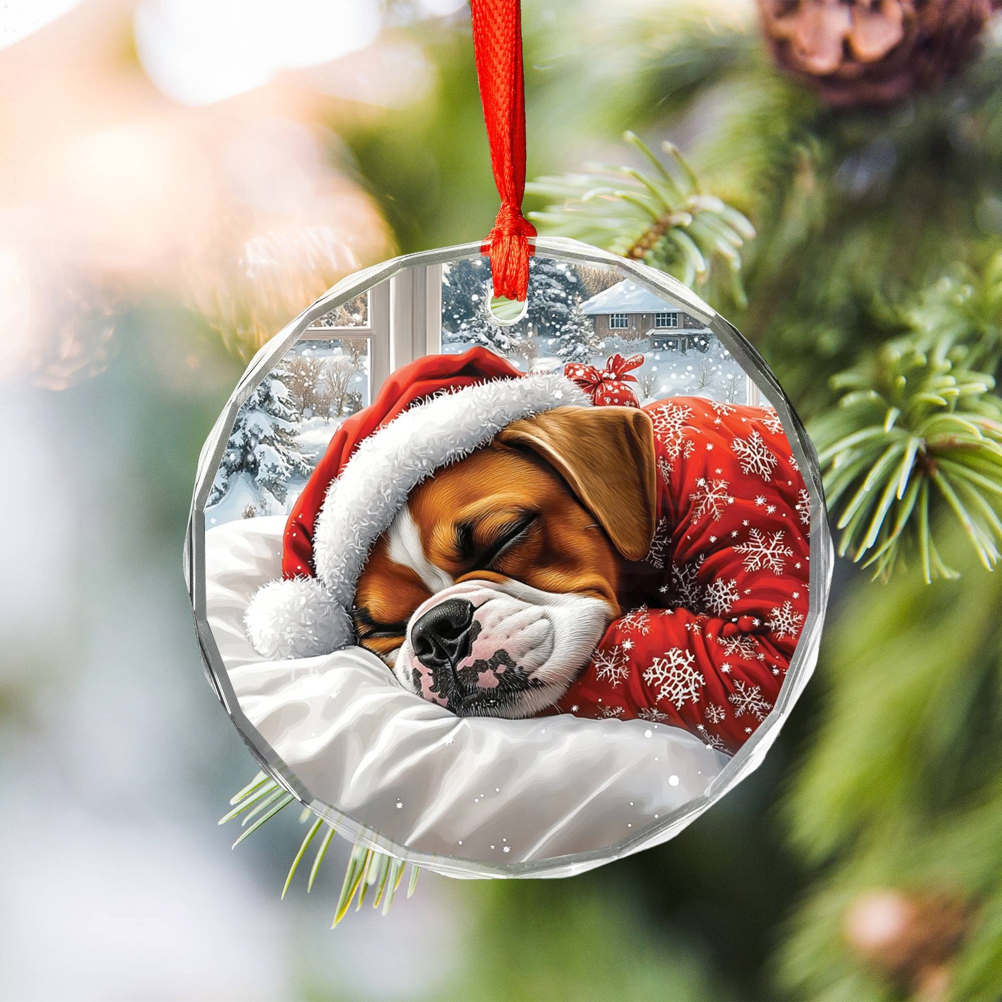 Boxer Dog Sleeping In Bed Design 1