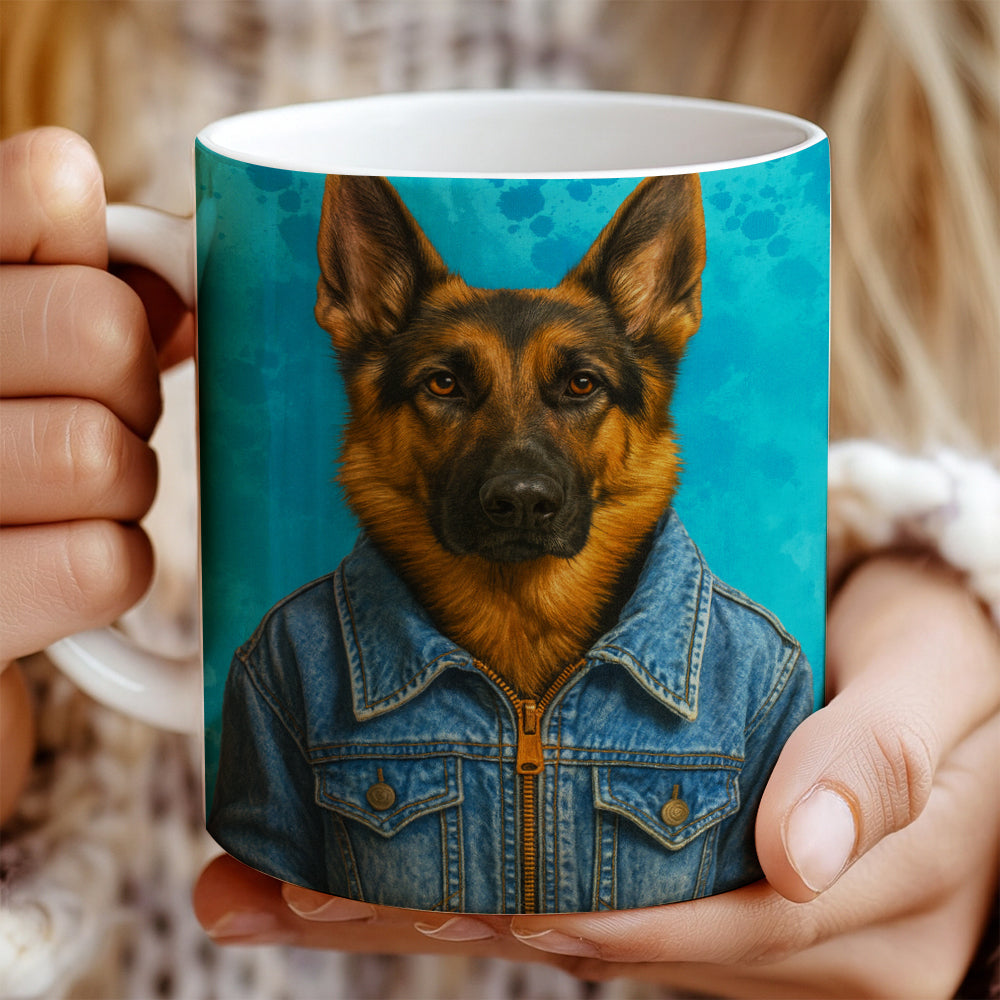Custom Photo Denim Dog Mug Gift For Dog Lovers