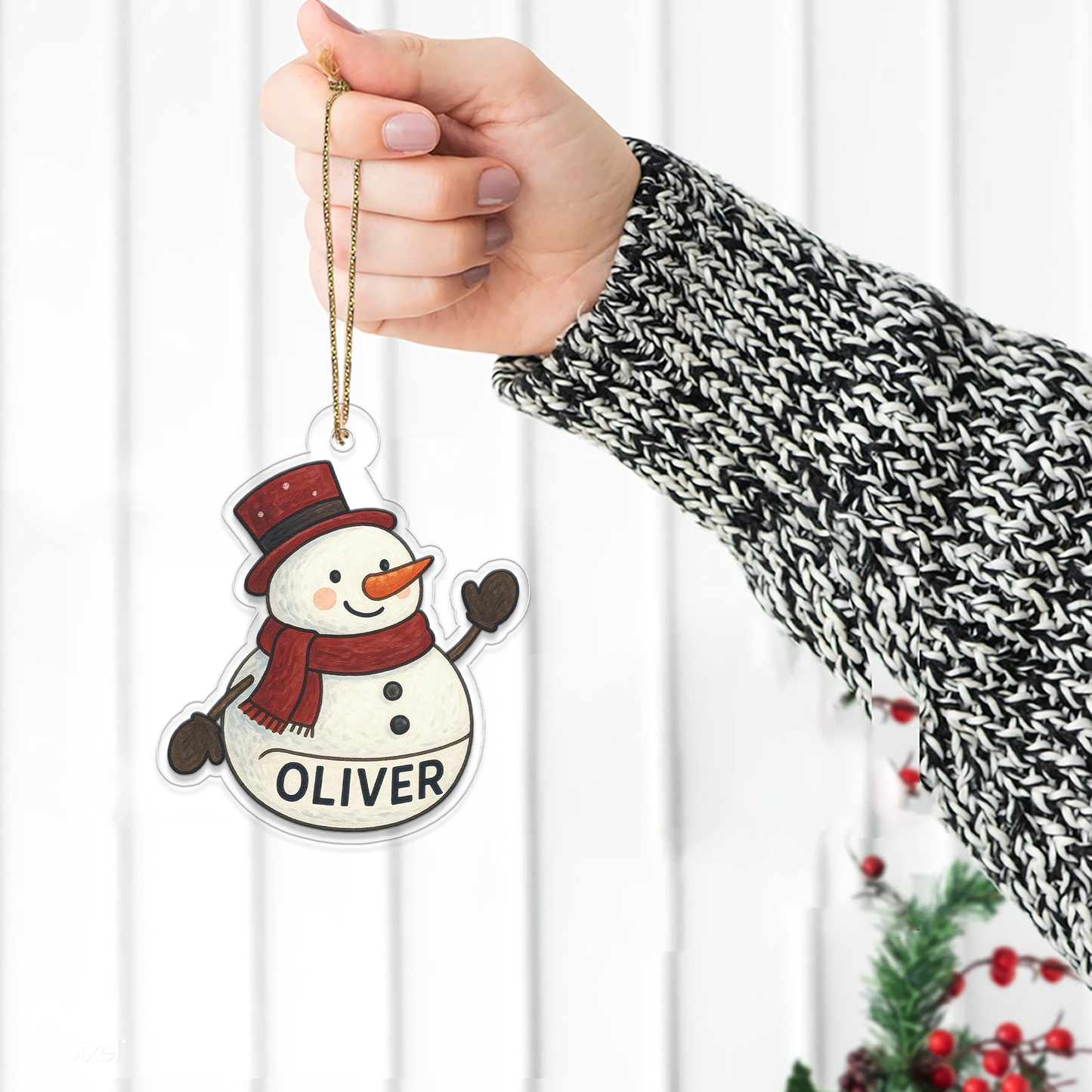 Personalized Snowman Ornament, Holiday Snowman Ornament, Snowman Decor, Gift for Family and Kids, Personalized Family Christmas Ornament