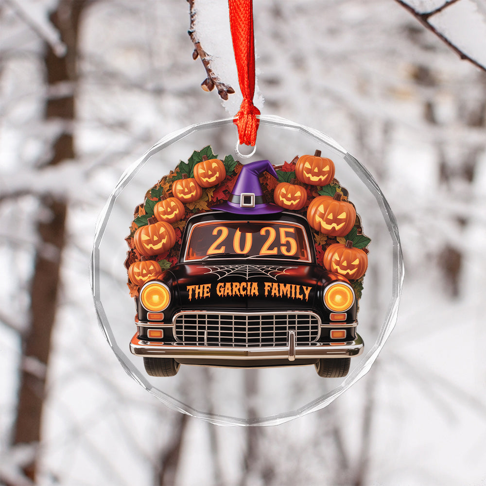A Spooky Ride With Your Family Names, Personalized Ornament2