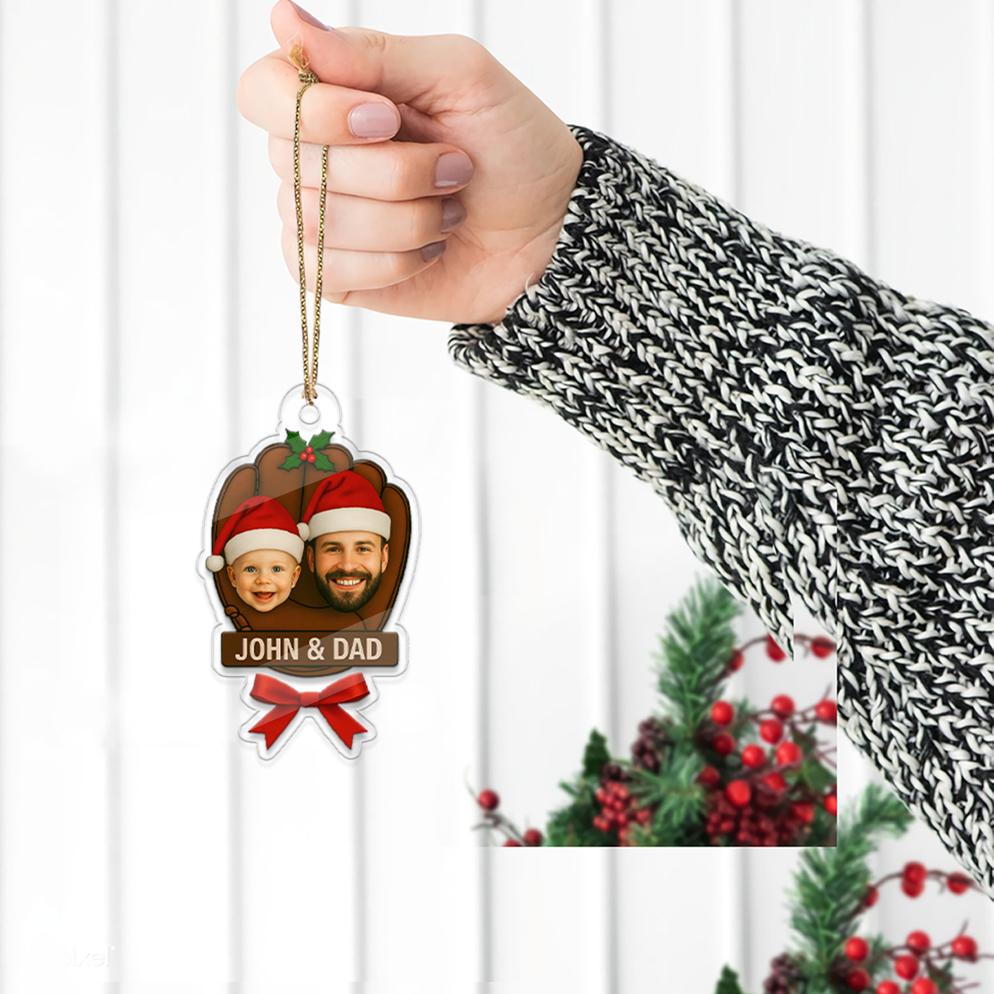Custom Photo Baseball Glove Ornament, Personalized Baby Baseball Keepsake, Baseball Gift, Custom Photo Gift, Christmas Gifts