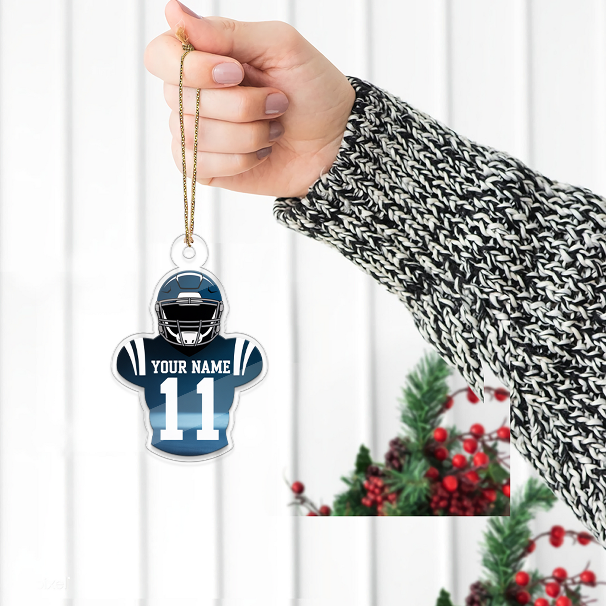Custom Name American Football 2 Acrylic Ornament Christmas Gift